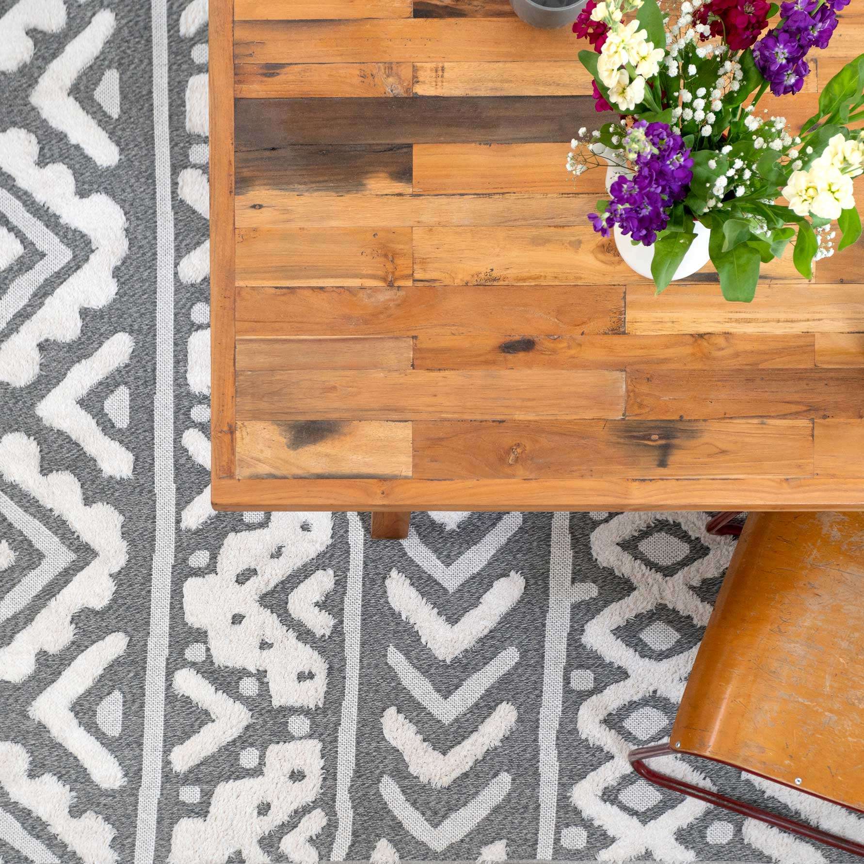 Grey Tribal Soft Tufted Sustainable Rug