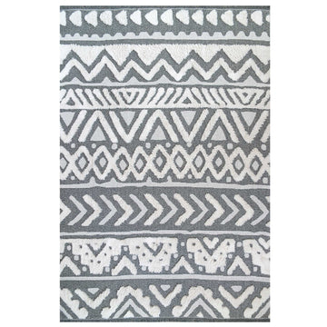 Grey Tribal Soft Tufted Sustainable Rug