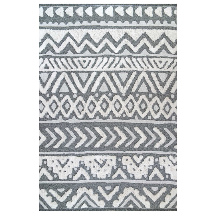 Grey Tribal Soft Tufted Sustainable Rug