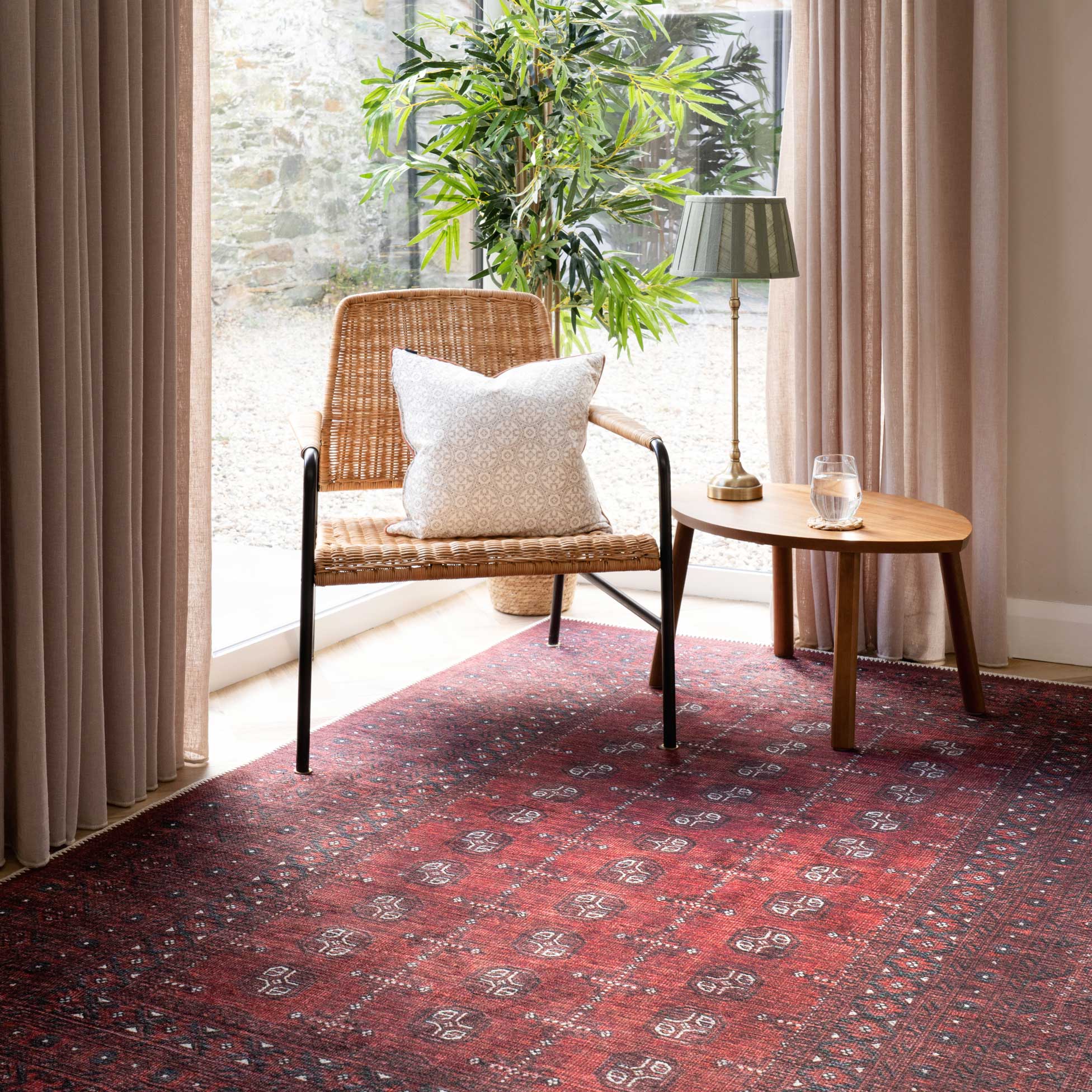 Traditional Red Washable Oriental Rug