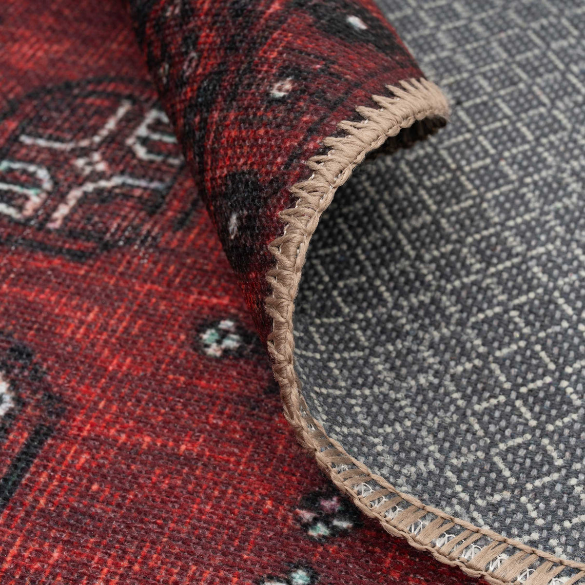 Traditional Red Washable Oriental Rug