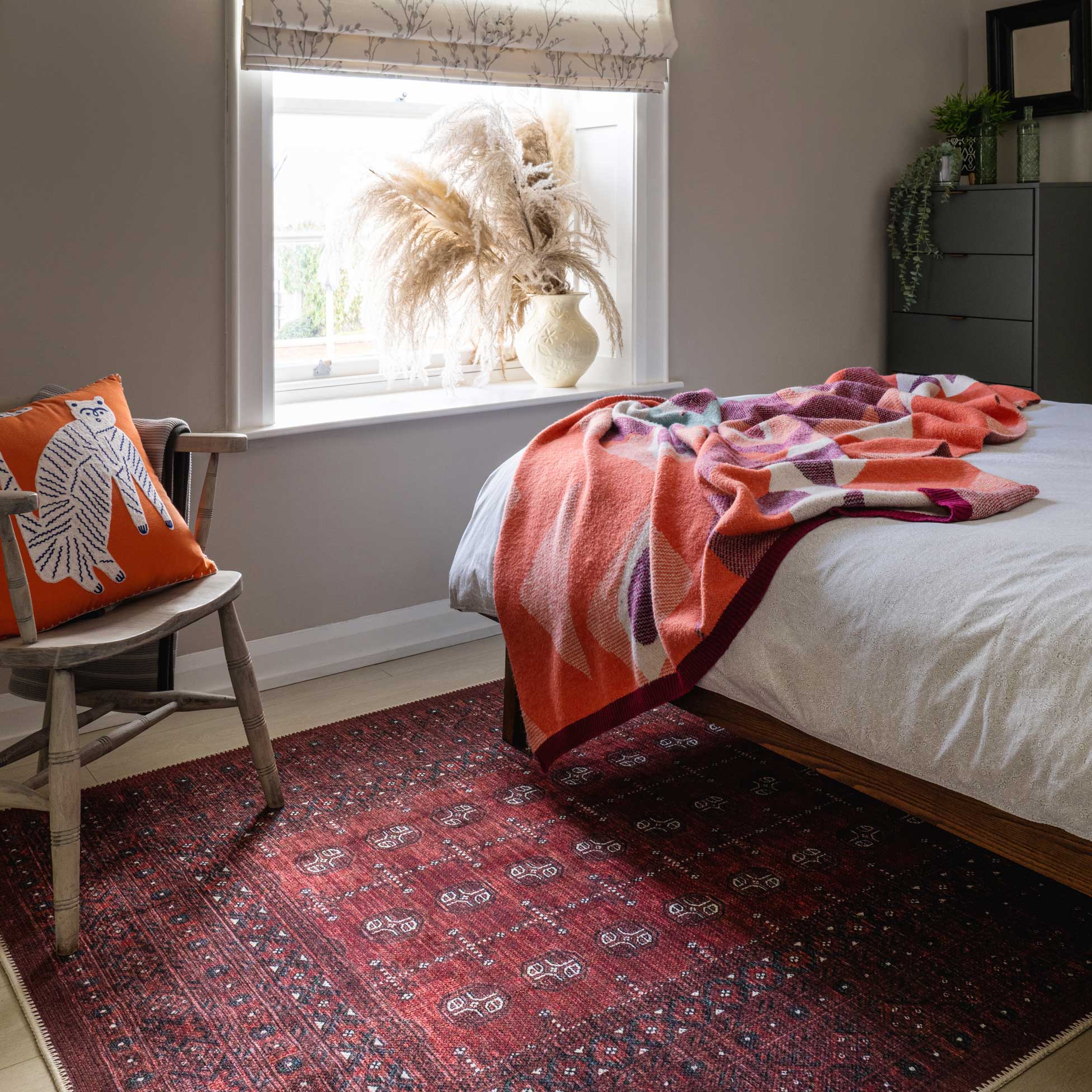 Traditional Red Washable Oriental Runner Rug