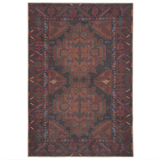Rich Brown Washable Distressed Boho Rug