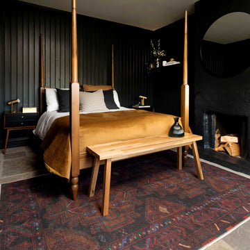 Rich Brown Washable Distressed Boho Rug