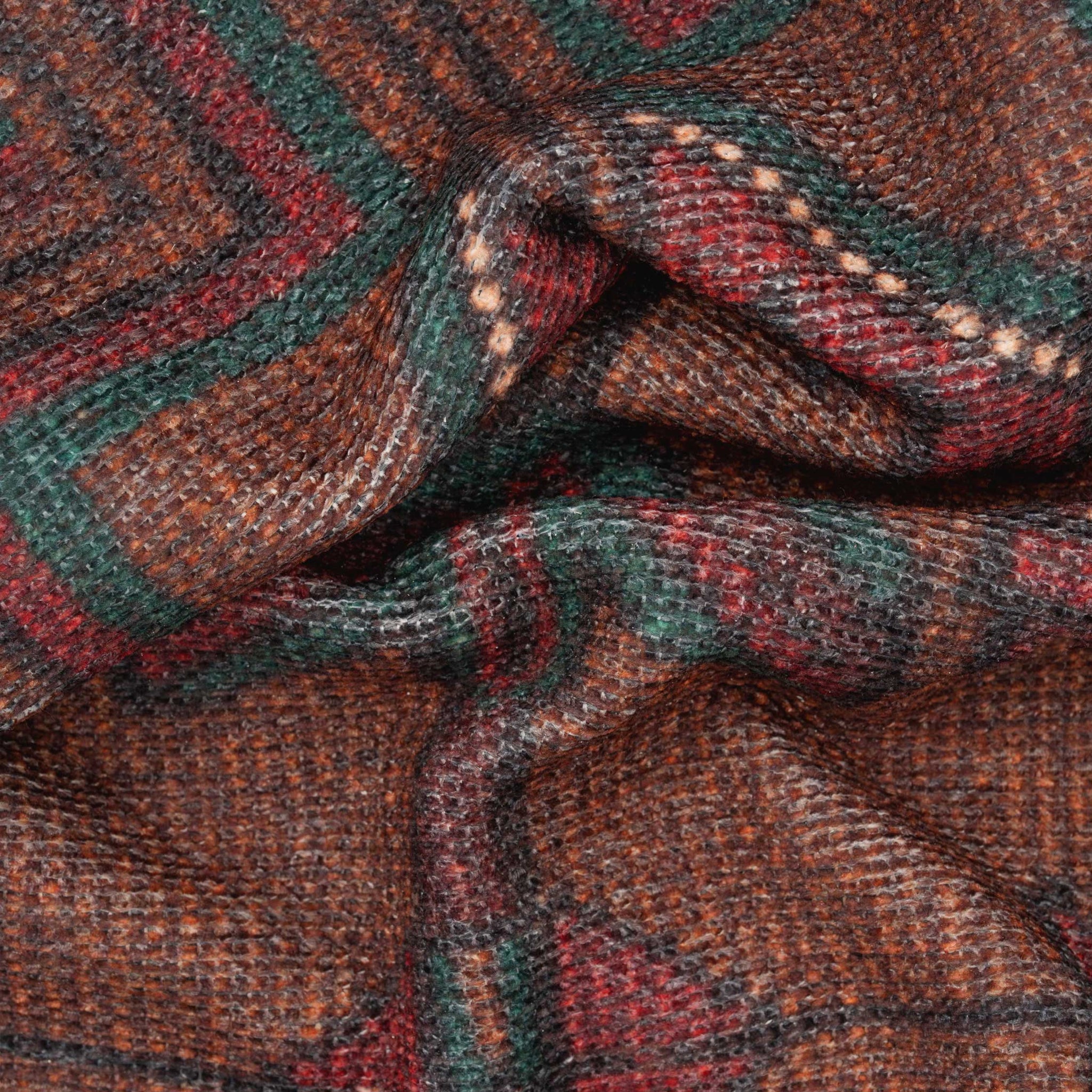 Rich Brown Washable Distressed Boho Rug