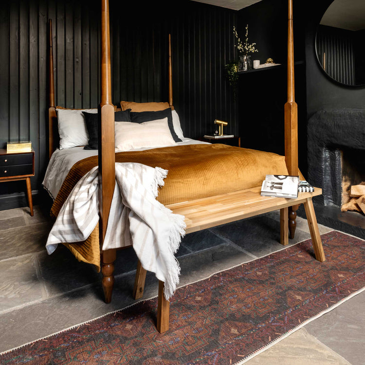 Rich Brown Washable Distressed Boho Rug