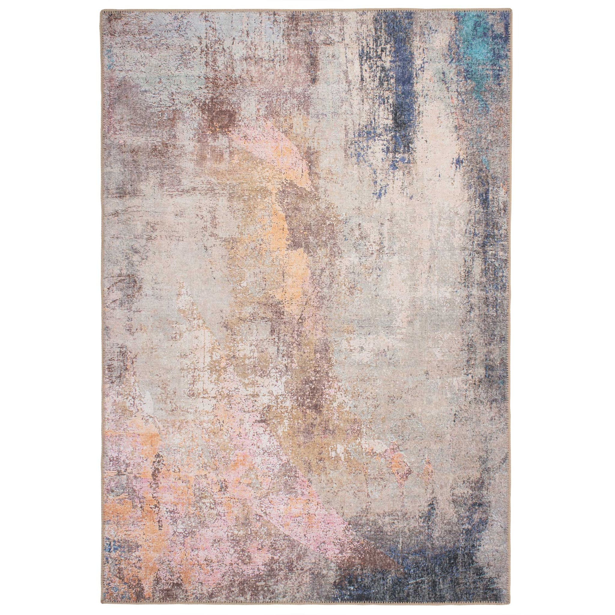 Washable Distressed Multicolour Area Rug