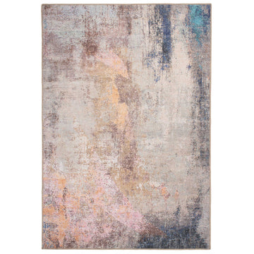Washable Distressed Multicolour Area Rug