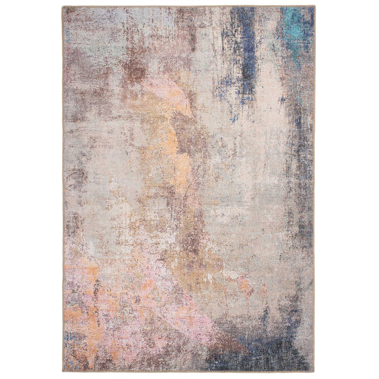Washable Distressed Multicolour Area Rug