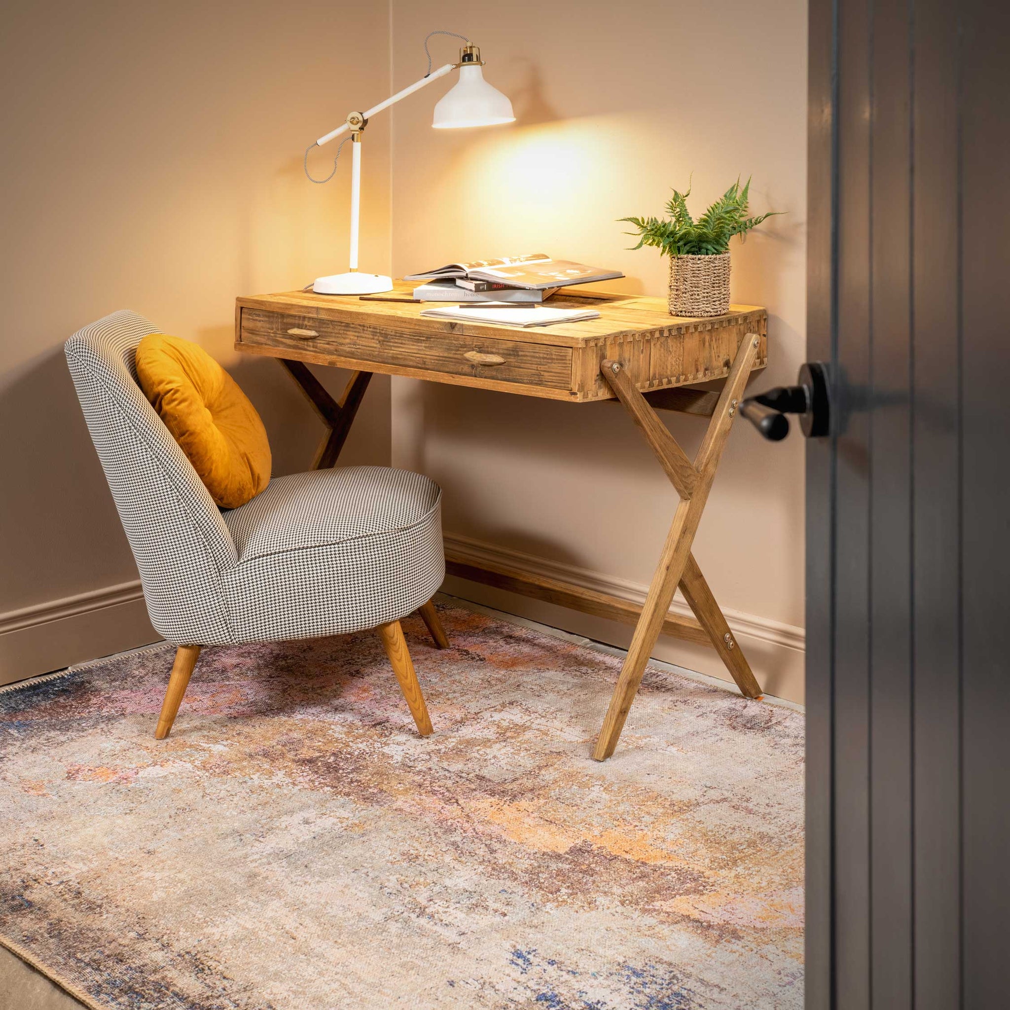 Washable Distressed Multicolour Area Rug