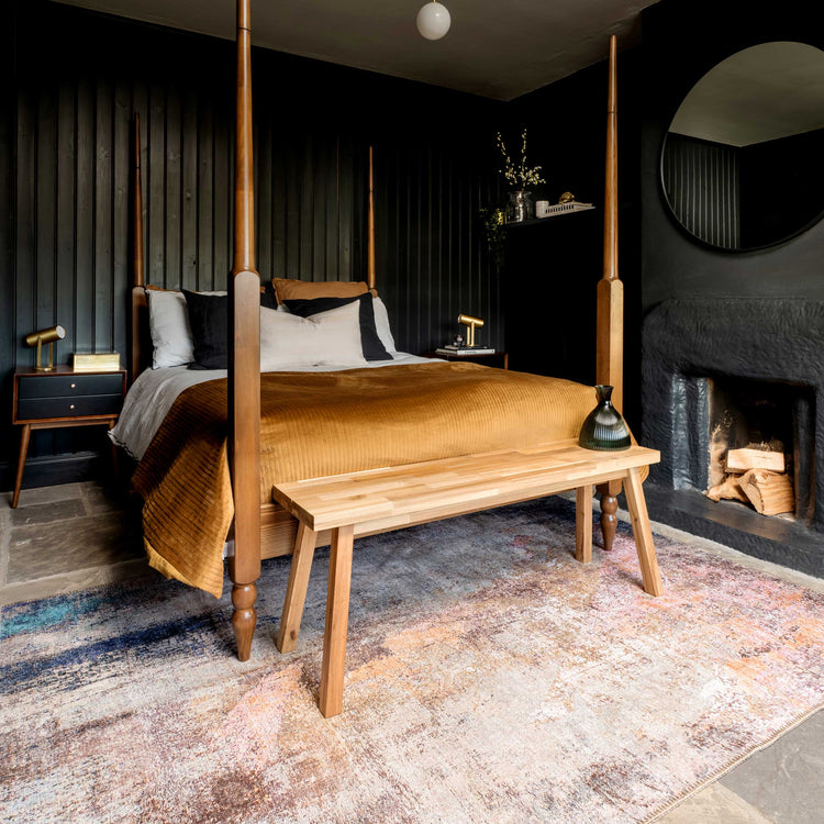 Washable Distressed Multicolour Area Rug