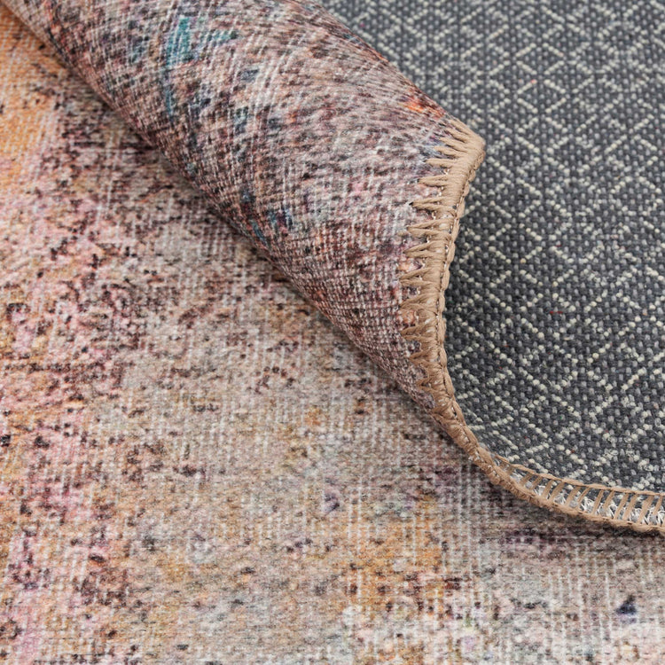 Washable Distressed Multicolour Area Rug