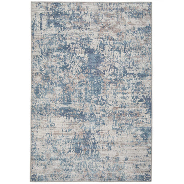 Washable Distressed Blue Area Rug