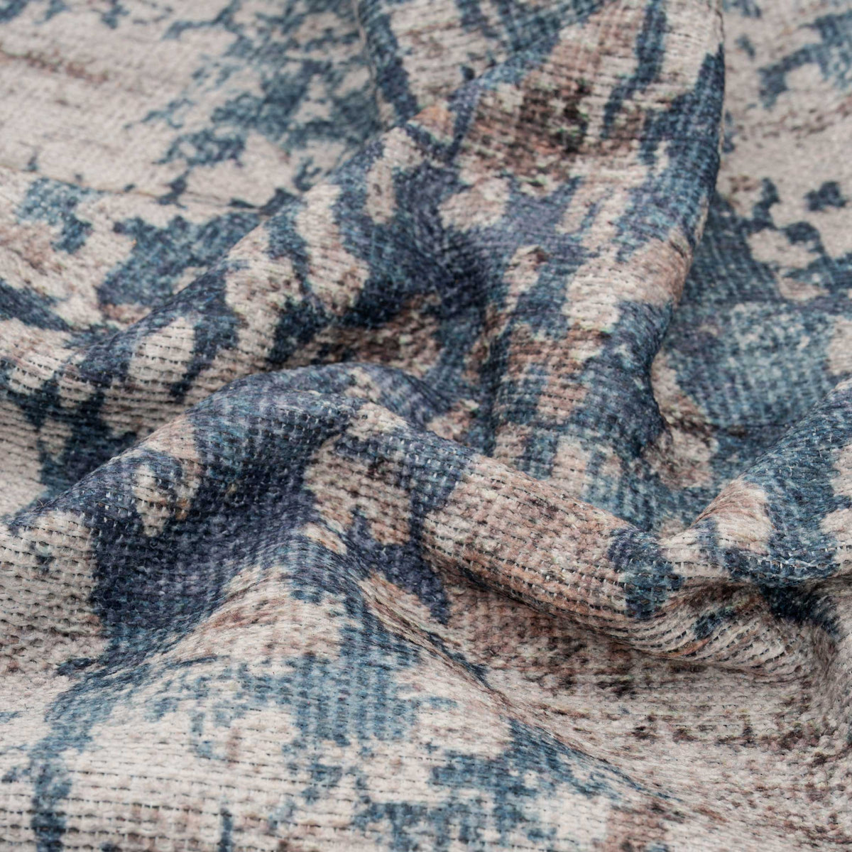 Washable Distressed Blue Area Rug