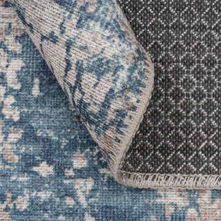 Washable Distressed Blue Runner Rug