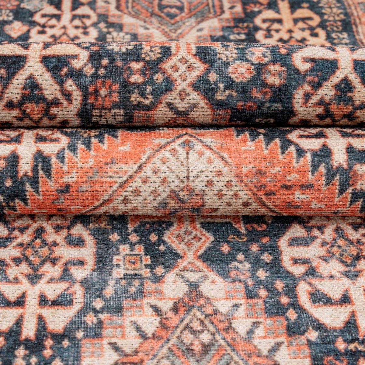 Washable Terracotta Distressed Boho Rug