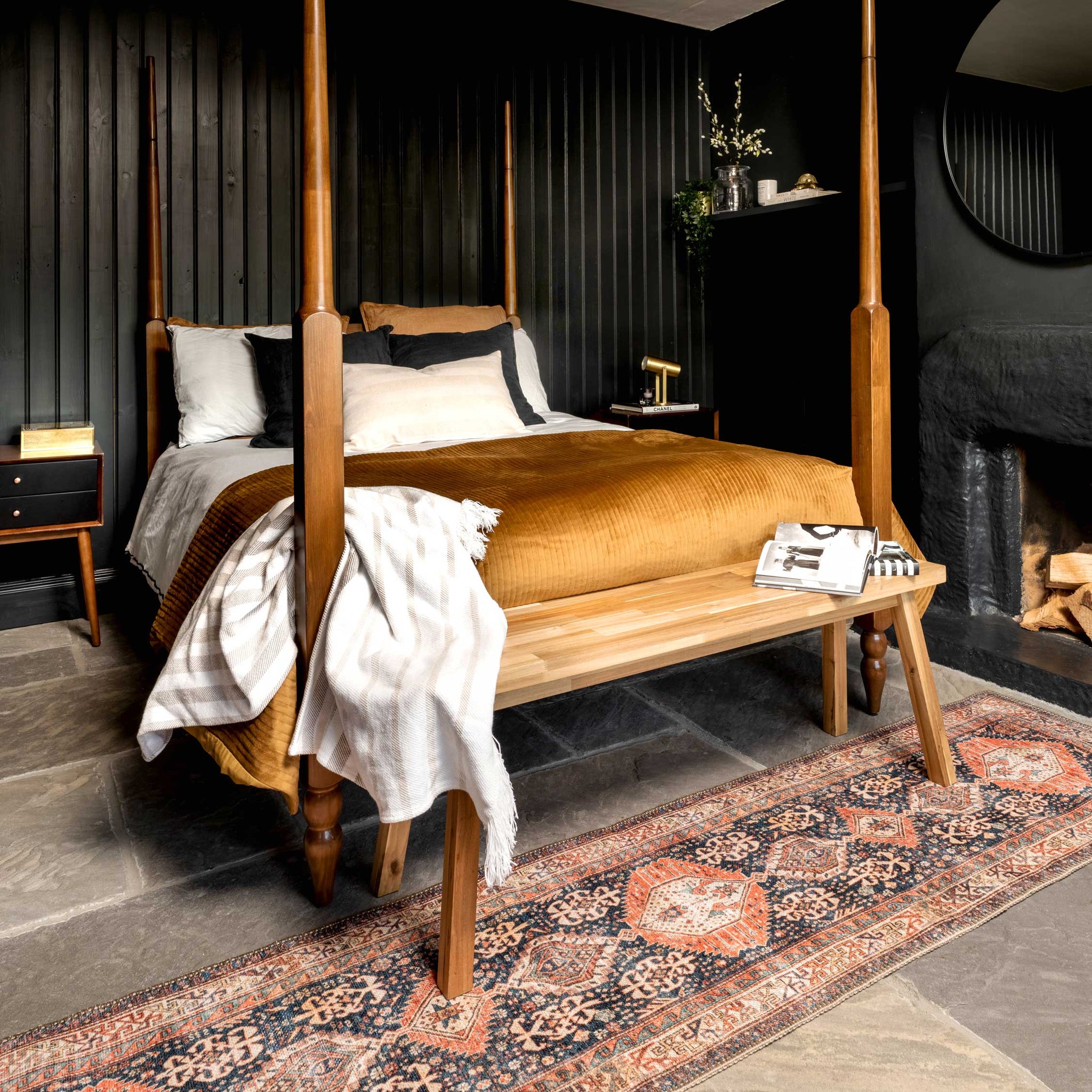 Washable Terracotta Boho Runner Rug