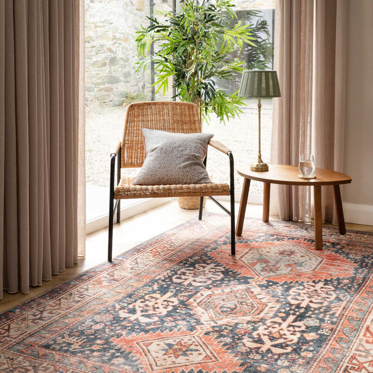 Washable Terracotta Boho Runner Rug