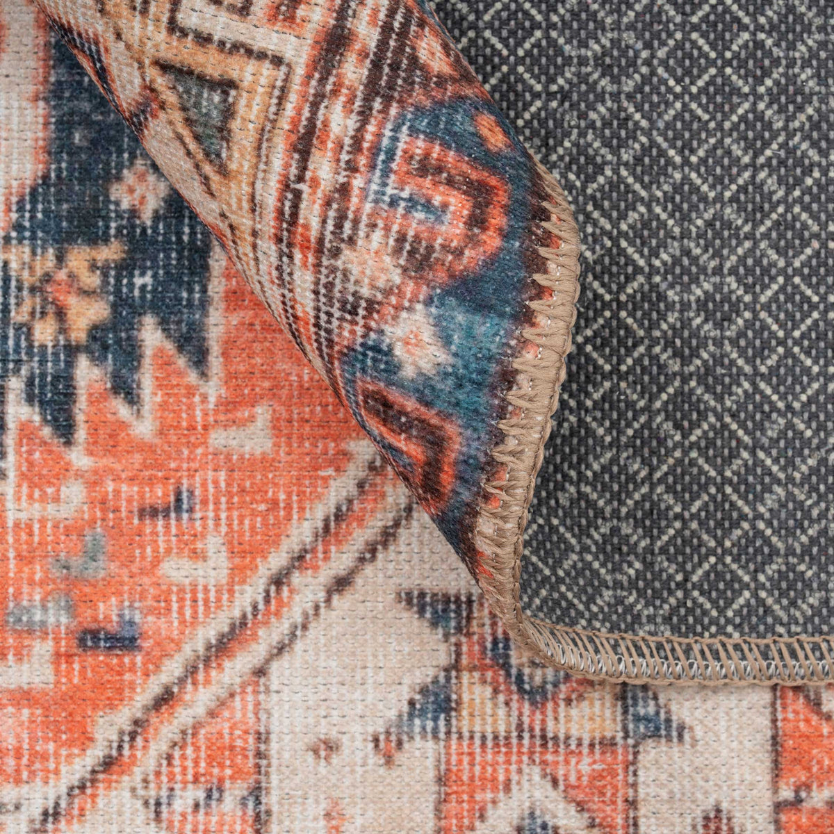 Washable Terracotta Boho Runner Rug