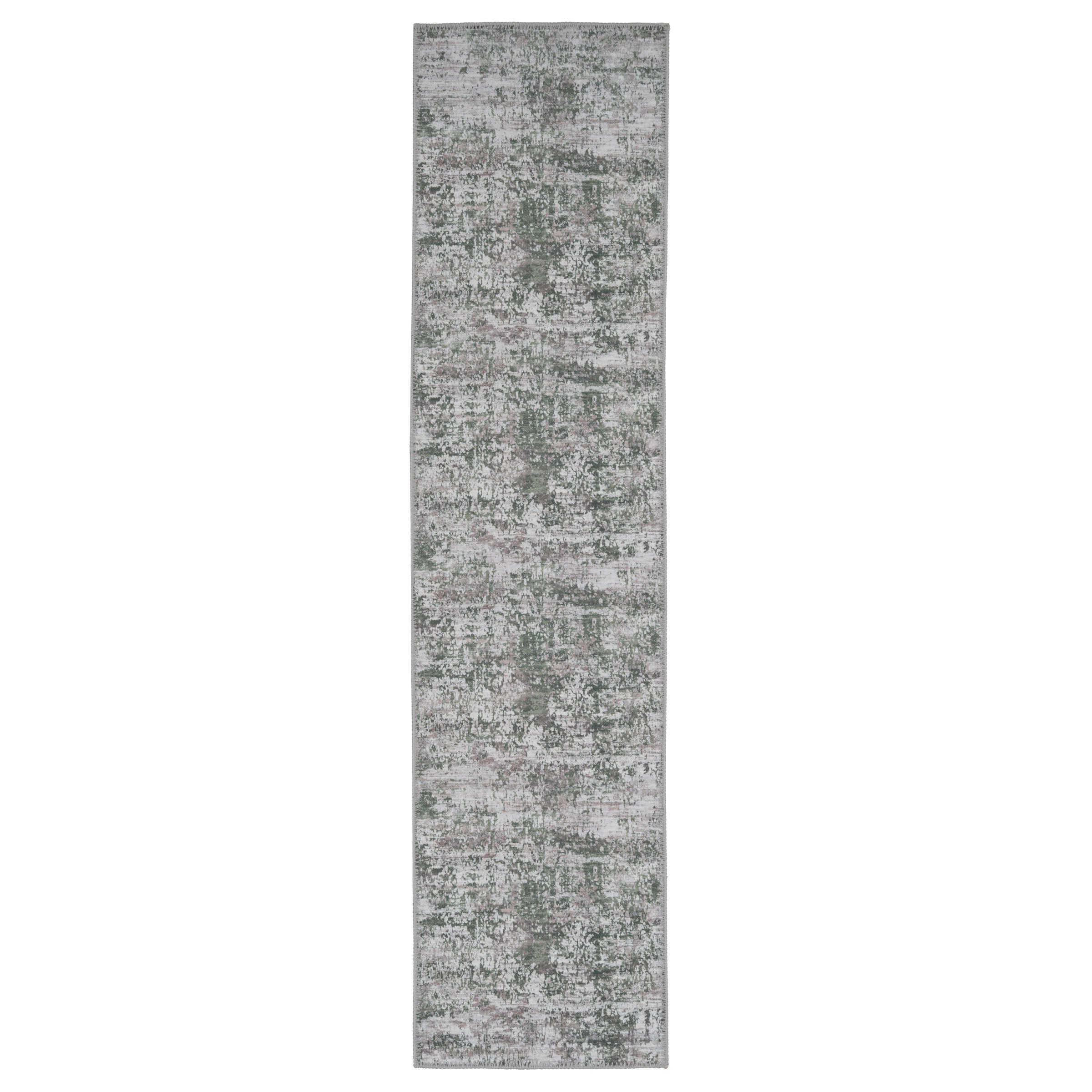 Flatwoven Washable Distressed Green Runner - Kale | Runner Rugs ...