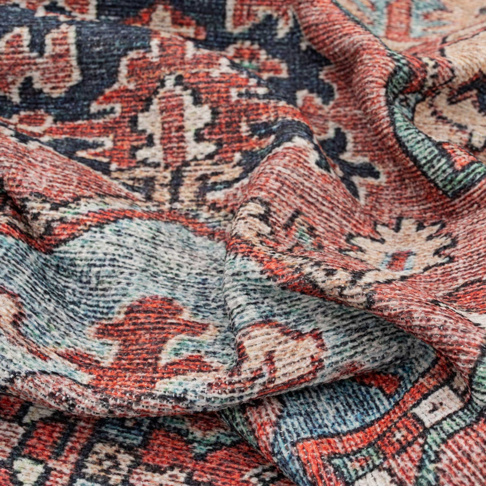Washable Red Distressed Traditional Rug - Savanna | Living Room Rugs ...
