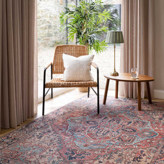 Washable Red Distressed Traditional Runner Rug
