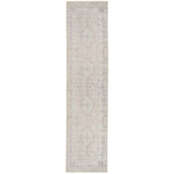 Flatwoven Washable Distressed Beige Runner - Zoe