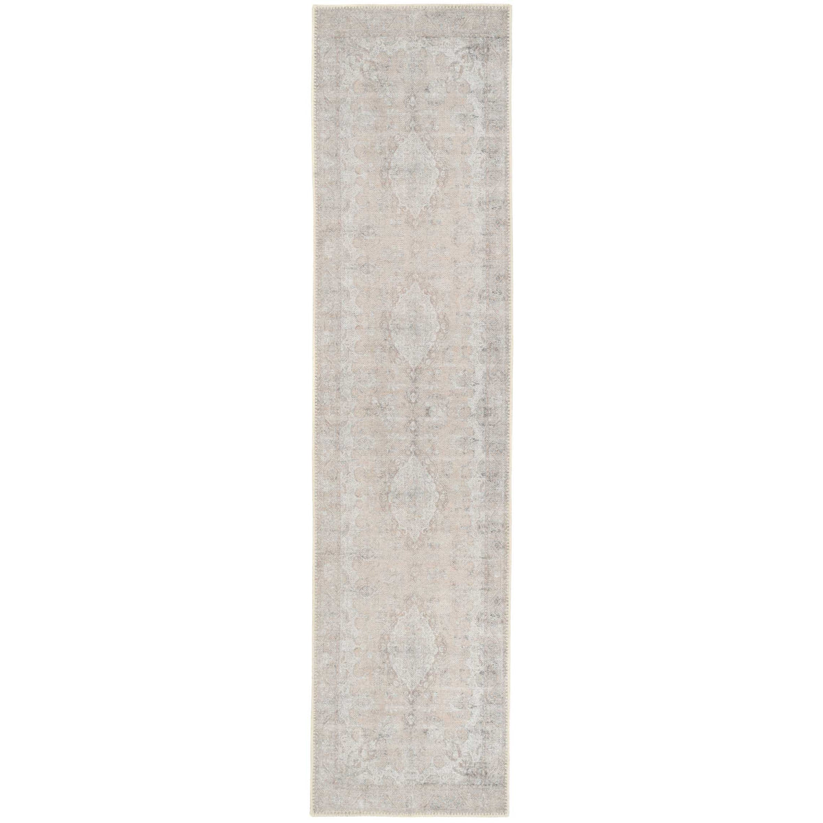Flatwoven Washable Traditional Distressed Beige Rug - Zoe