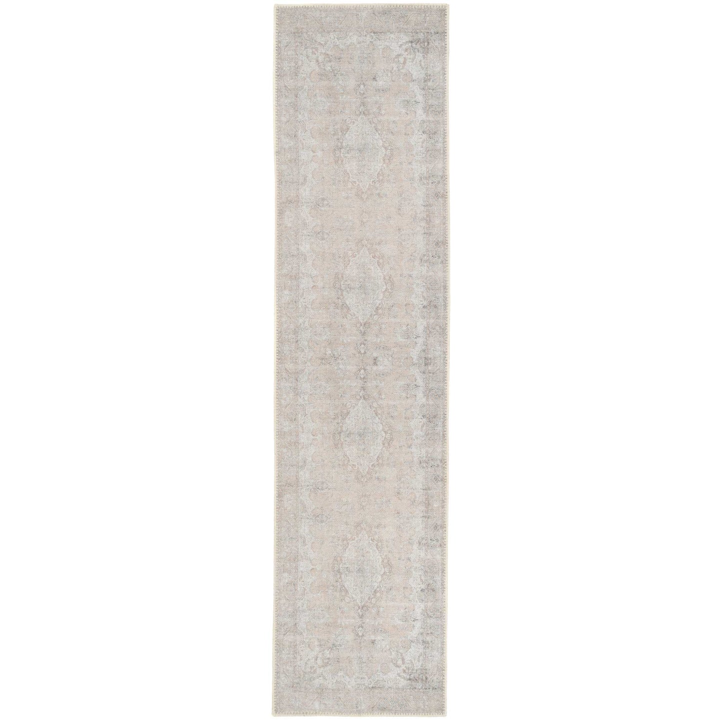 Traditional Distressed Beige Washable Rug - Zoe