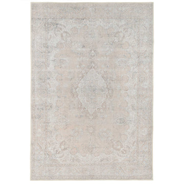 Traditional Distressed Beige Washable Rug