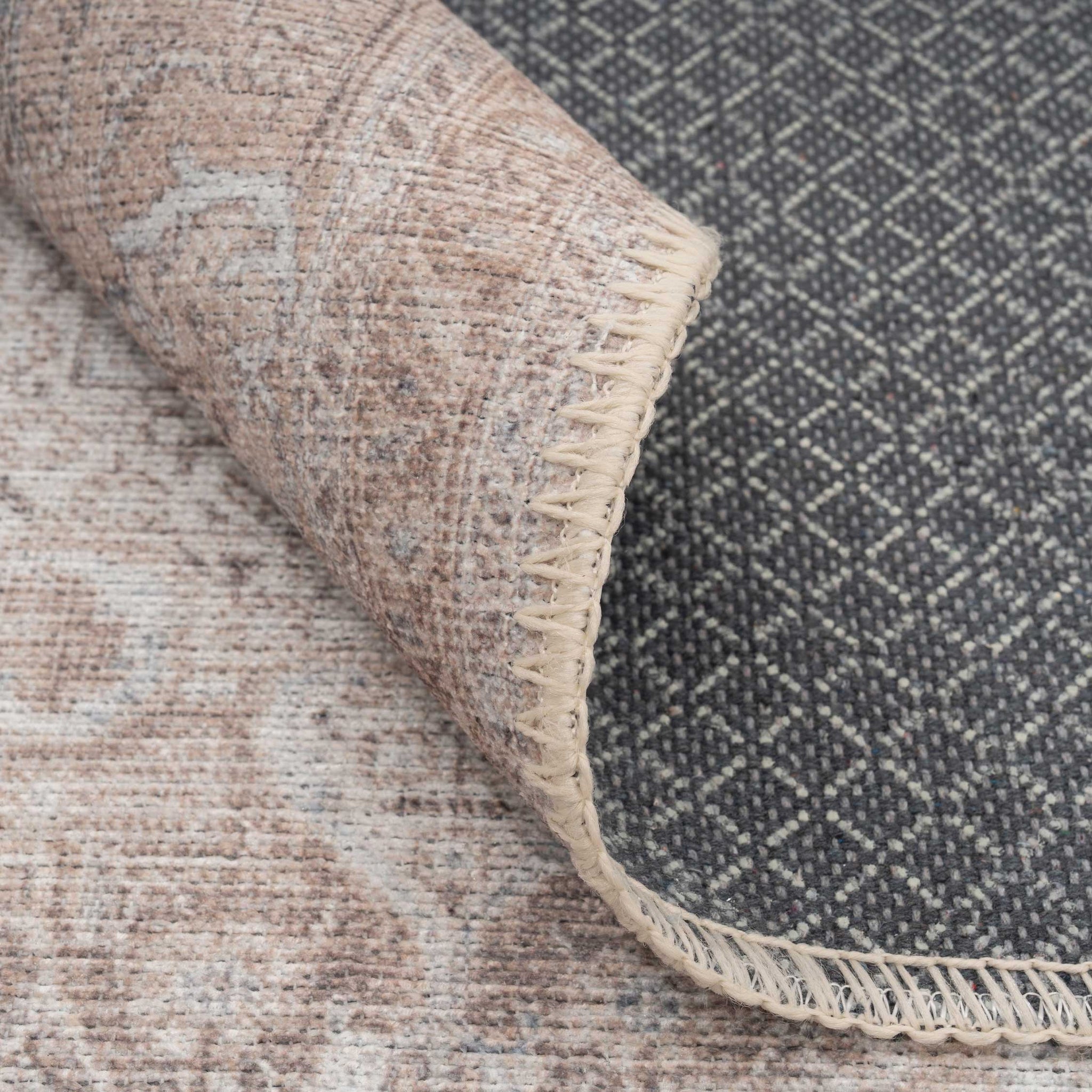 Traditional Distressed Beige Washable Rug - Zoe | Living Room Rugs ...