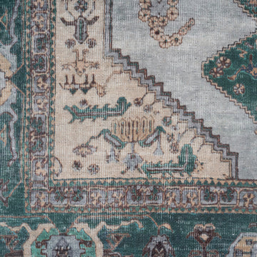 Flatwoven Washable Green Bordered Area Rug - Anton