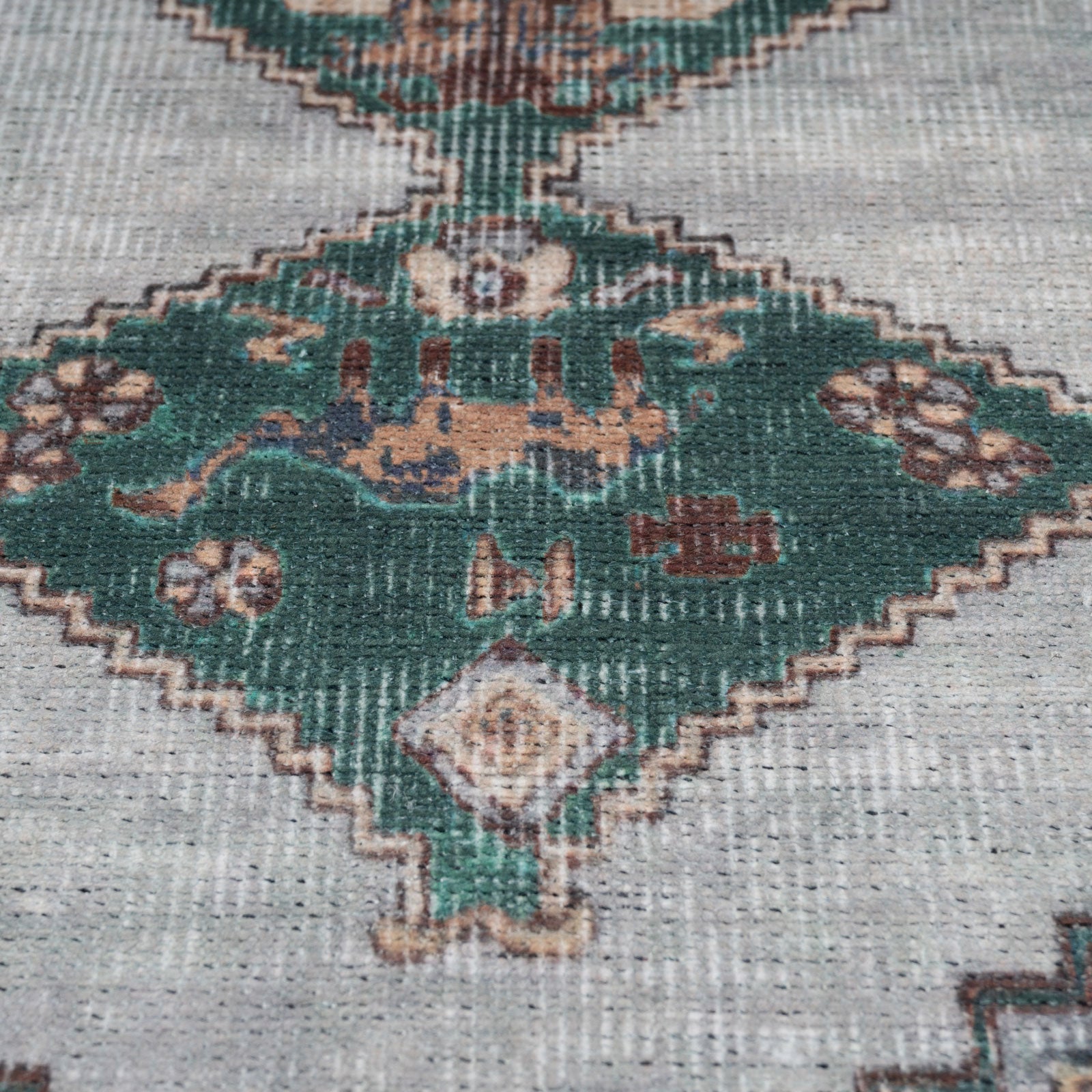 Flatwoven Washable Green Bordered Area Rug - Anton