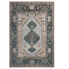 Flatwoven Washable Green Bordered Area Rug - Anton