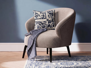 Flatwoven Washable Distressed Blue Damask Rug - Bala