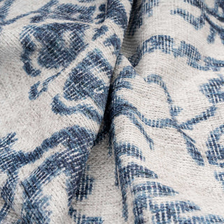 Flatwoven Washable Distressed Blue Damask Rug - Bala