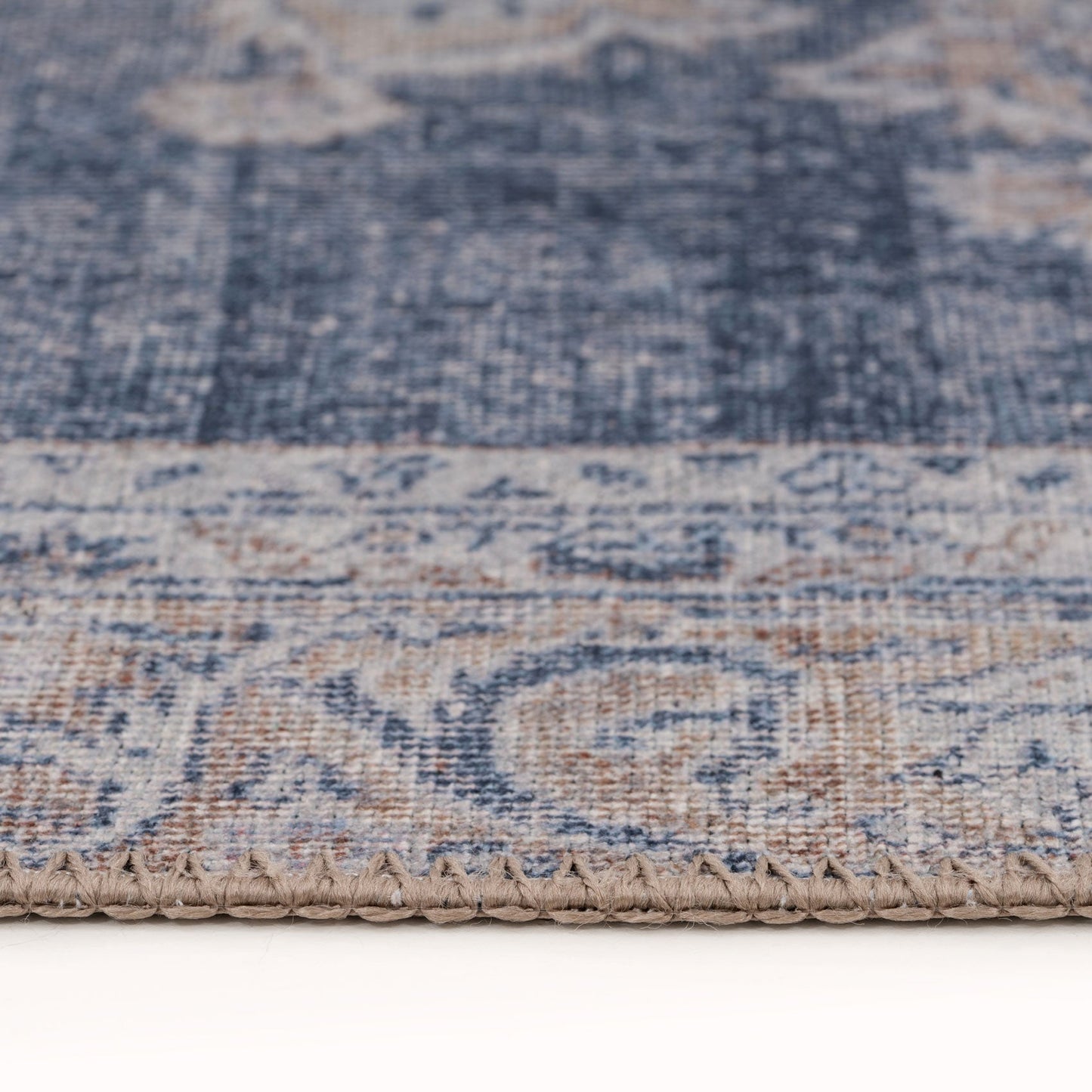 Washable Denim Blue Runner Rug