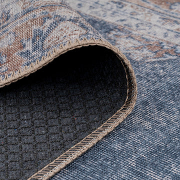 Flatwoven Washable Denim Blue Area Rug - Ballina