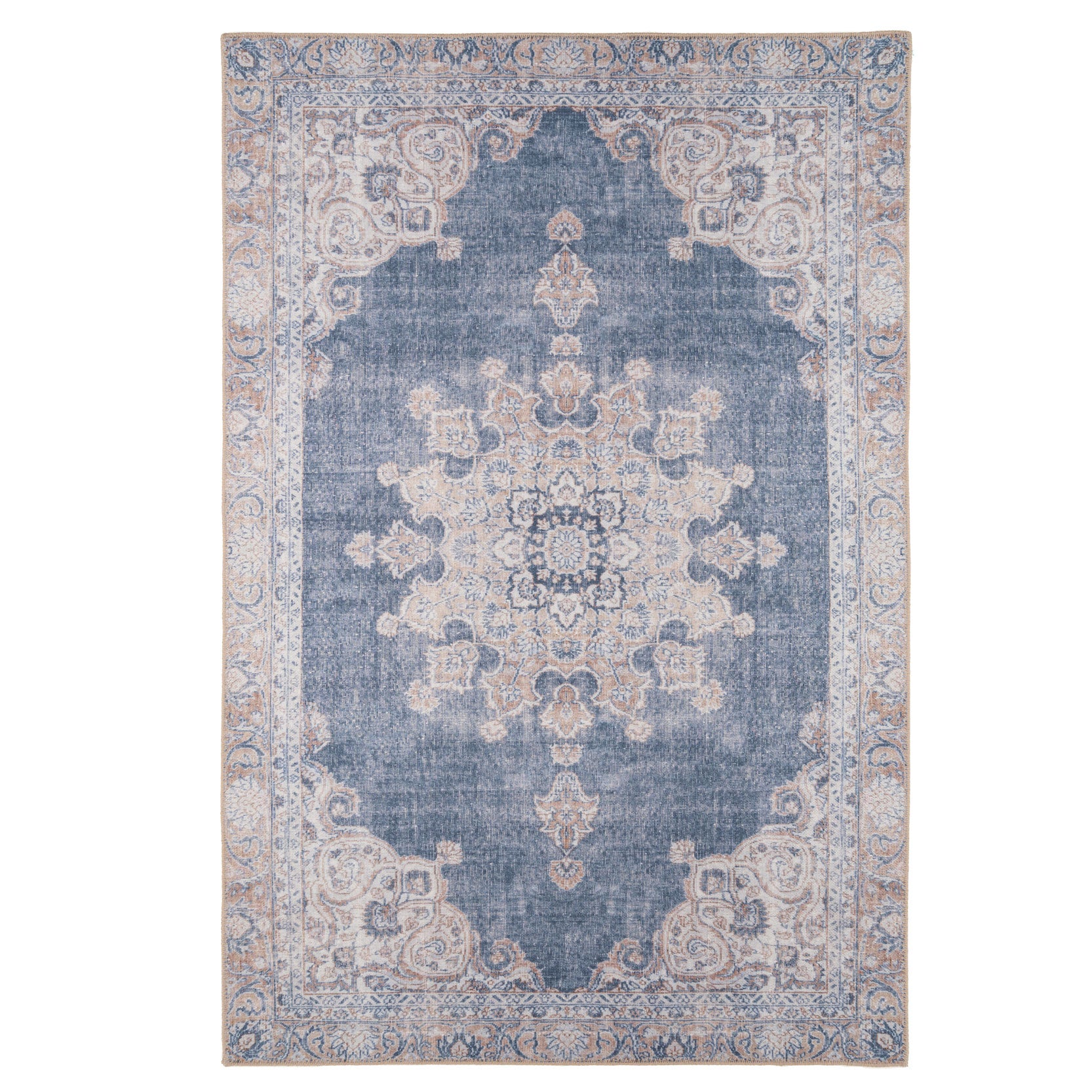 Flatwoven Washable Denim Blue Area Rug - Ballina