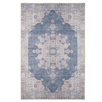 Flatwoven Washable Denim Blue Area Rug - Ballina