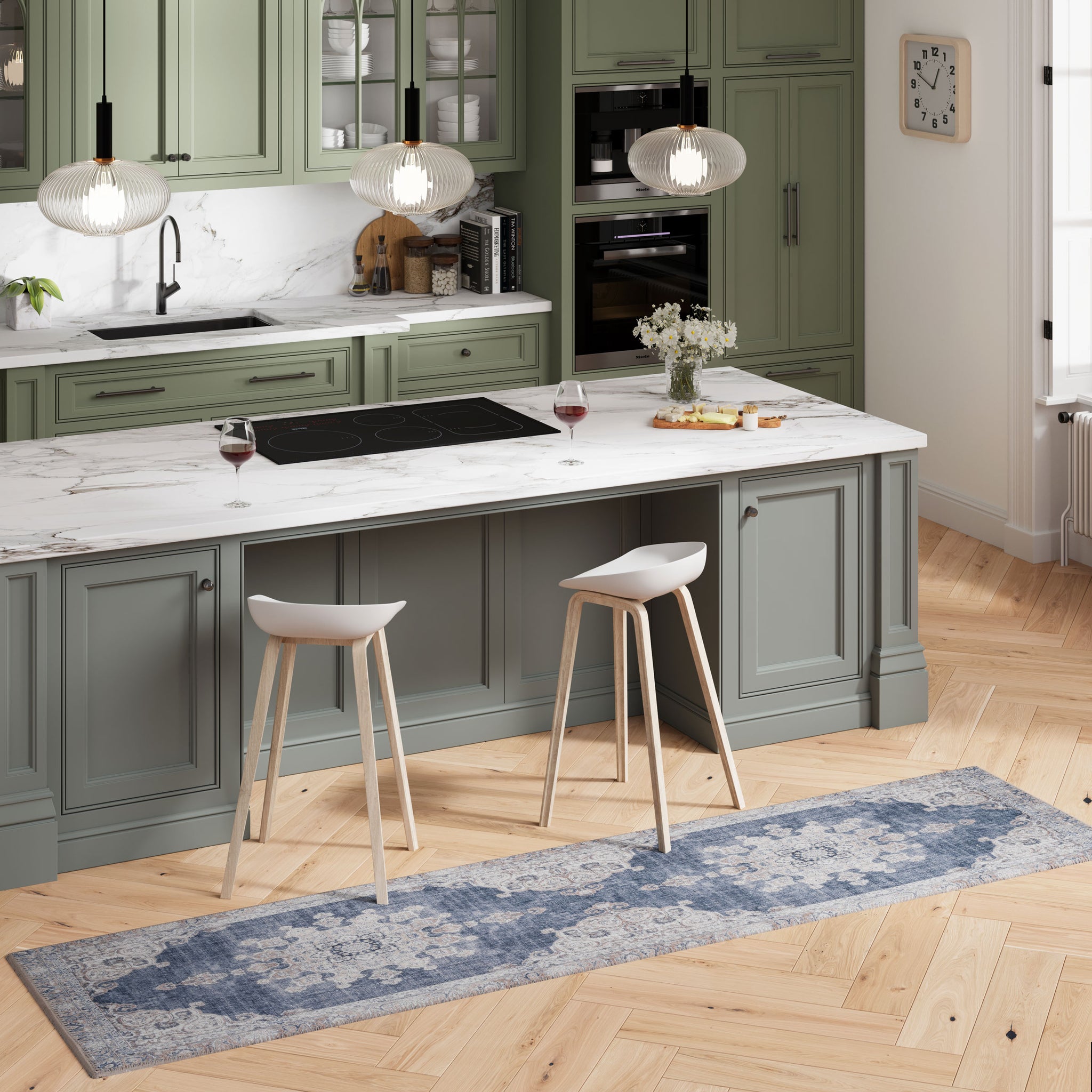 Flatwoven Washable Denim Blue Runner - Ballina