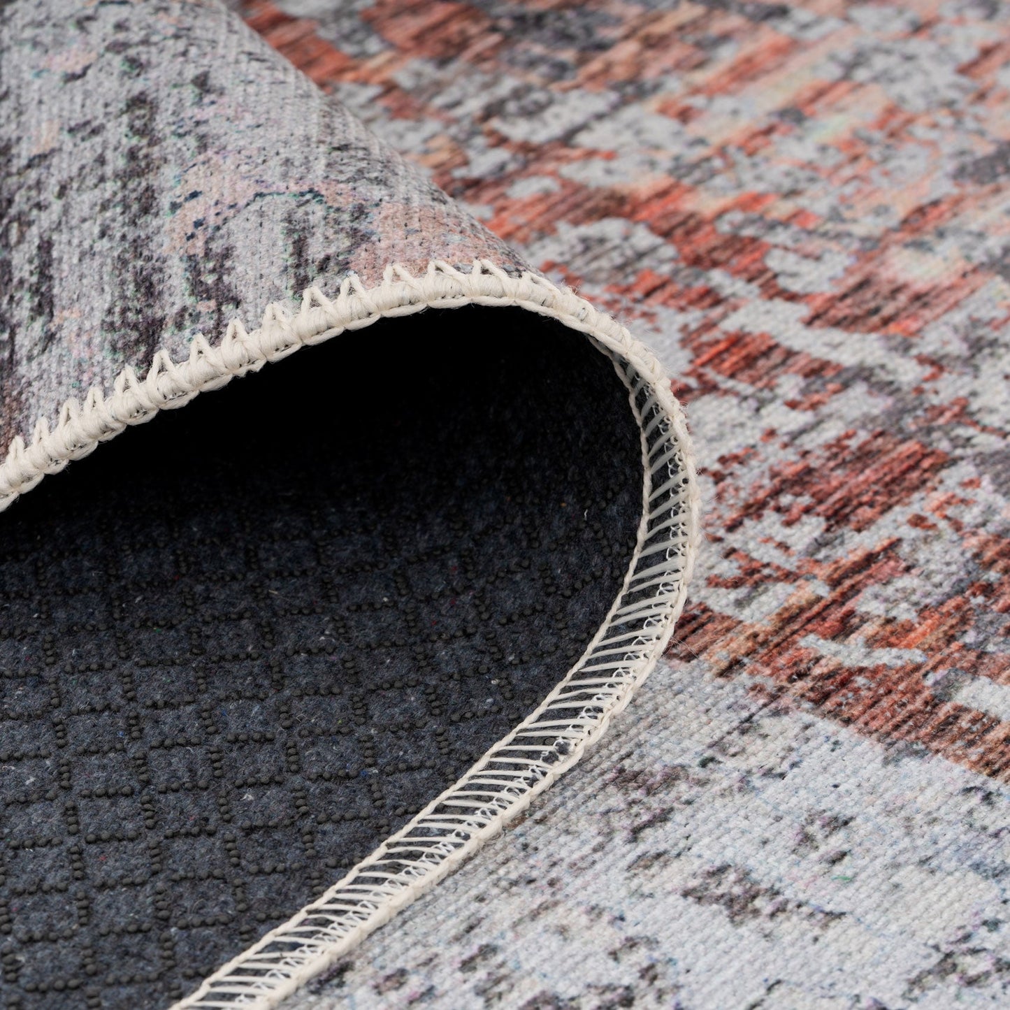 Washable Muted Coral Runner Rug - Brady