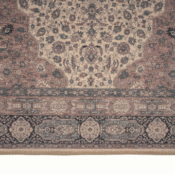 Flatwoven Washable Teal Medallion Runner - Caragh