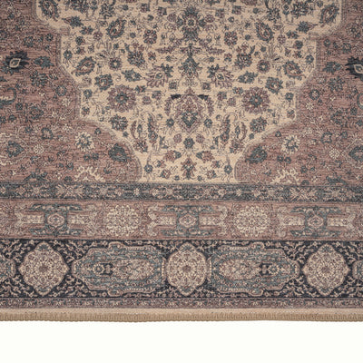 Flatwoven Washable Teal Medallion Runner - Caragh