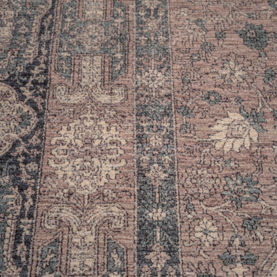 Flatwoven Washable Teal Medallion Runner - Caragh