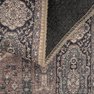 Flatwoven Washable Teal Medallion Area Rug - Caragh