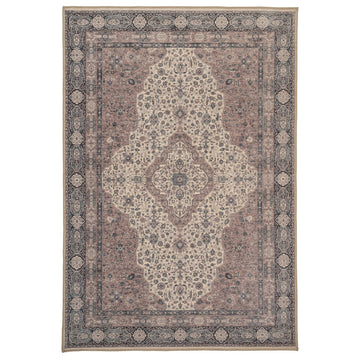 Flatwoven Washable Teal Medallion Area Rug - Caragh