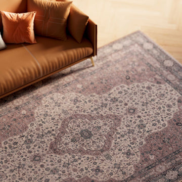 Flatwoven Washable Teal Medallion Area Rug - Caragh