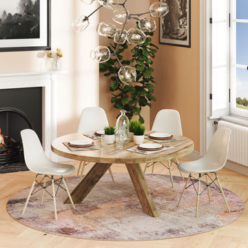 Flatwoven Washable Distressed Multicolour Circle Rug - Carrie