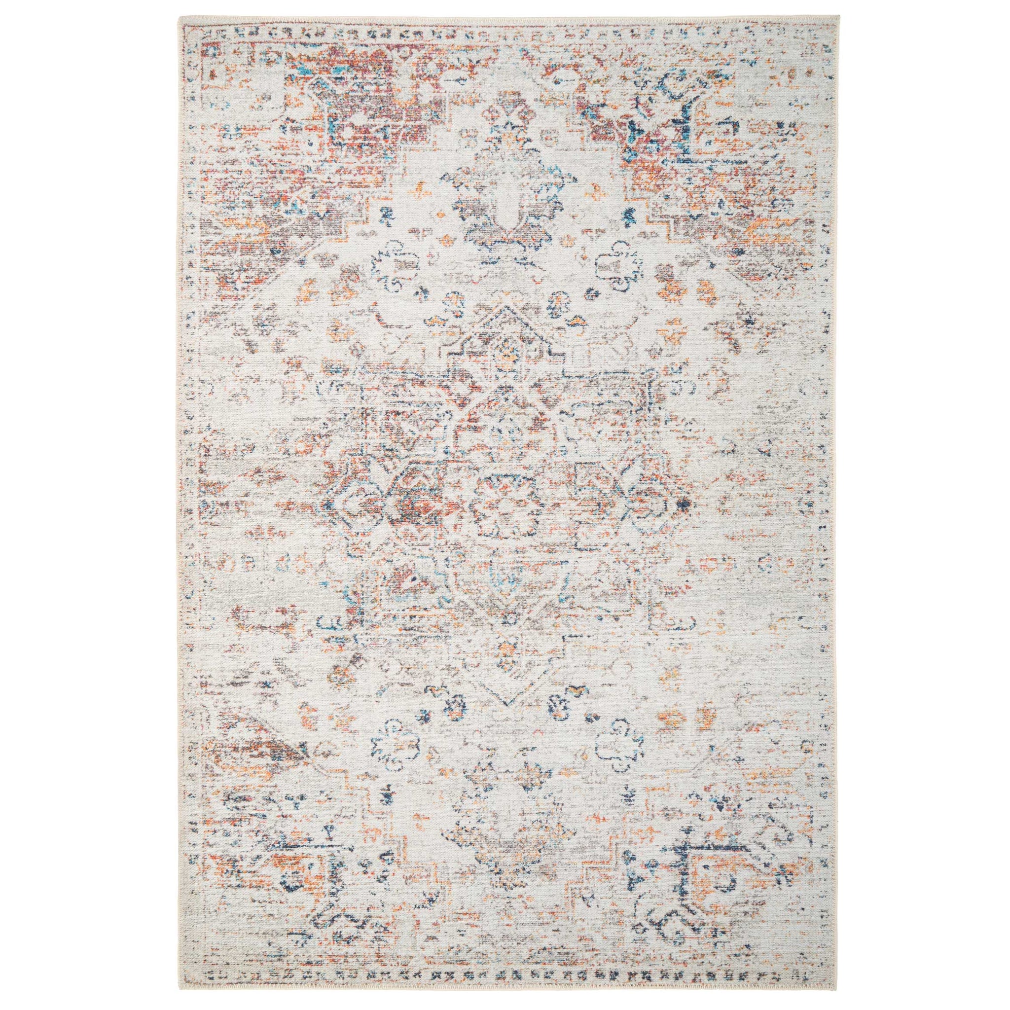 Flatwoven Washable Distressed Multicolour Area Rug - Cecilia | Living ...